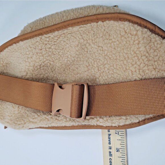 Sherpa and Cordoroy Belt Bag Gold Fanny Pack Beige - Picture 10 of 10